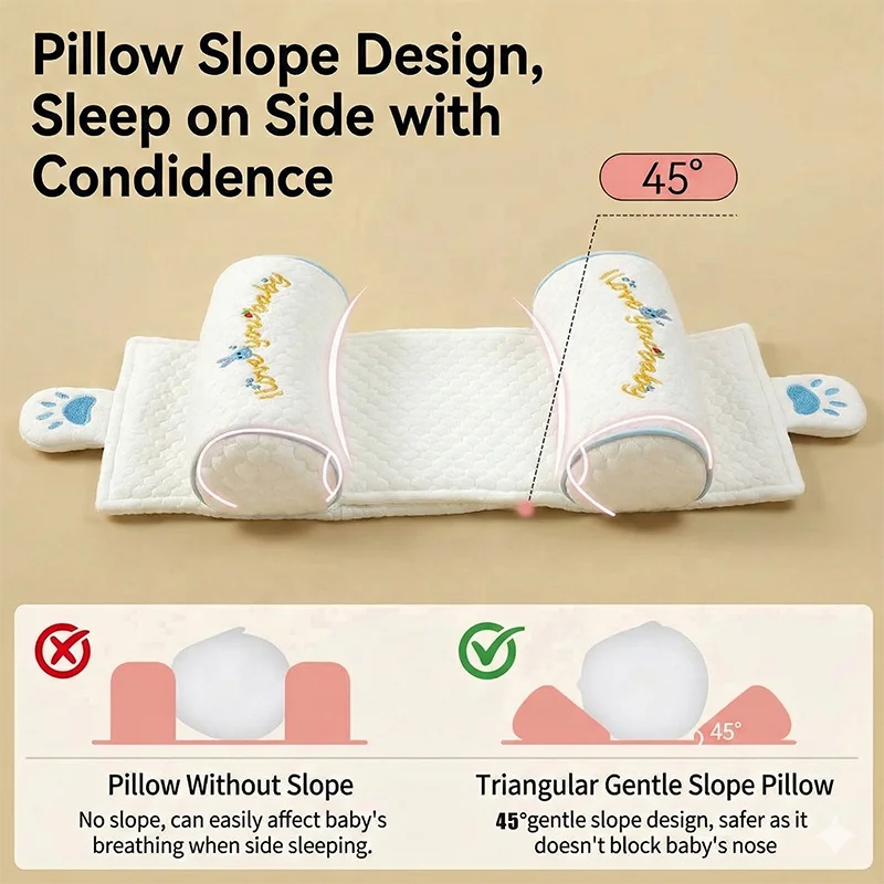 Customized Head Shape Pillow for Infant 0-12 Months Adjustable Width Breathable Cotton with Natural Millet Filling for Baby