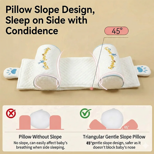 Customized Head Shape Pillow for Infant 0-12 Months Adjustable Width Breathable Cotton with Natural Millet Filling for Baby