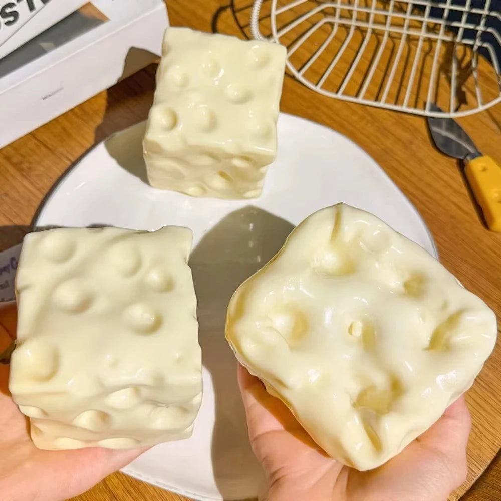 Giant Cheese Shaped Squeeze Stress Relief Toy Soft Thick Squishy Fidget Toy Non-Rigid Non-Springy Anxiety Relief for Kids Adults