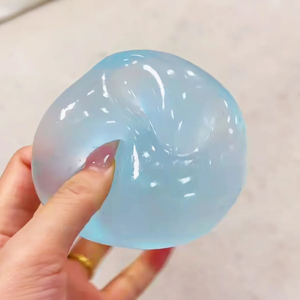 New Moldable Slow Rebound Blue Coconut Oil Handmade Squeezing Ball, 6cm Round Malt Stress Relief Squeeze Toy