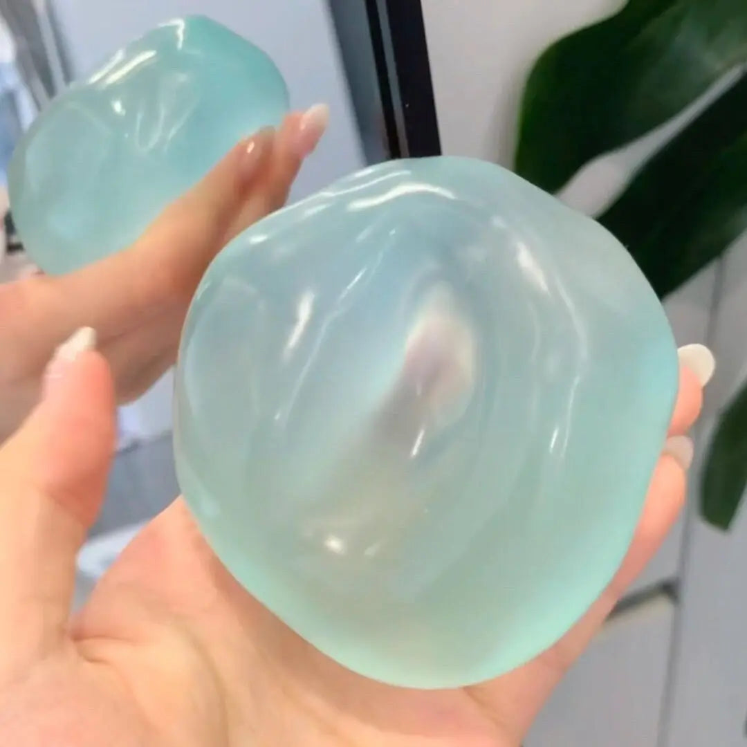 New Moldable Slow Rebound Blue Coconut Oil Handmade Squeezing Ball, 6cm Round Malt Stress Relief Squeeze Toy