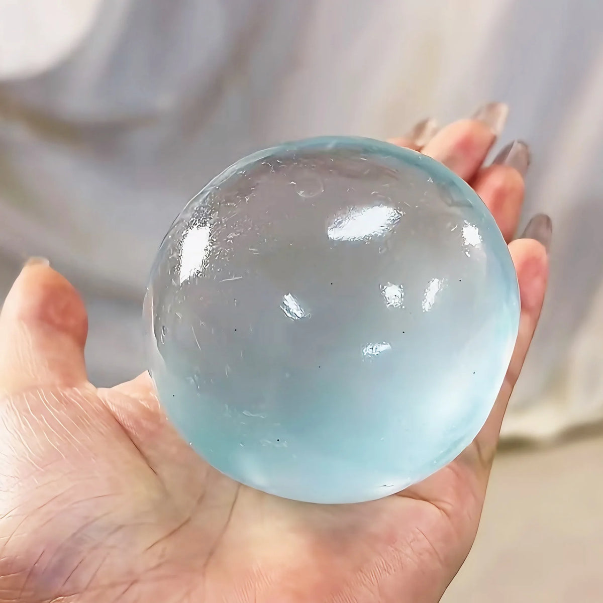 New Moldable Slow Rebound Blue Coconut Oil Handmade Squeezing Ball, 6cm Round Malt Stress Relief Squeeze Toy