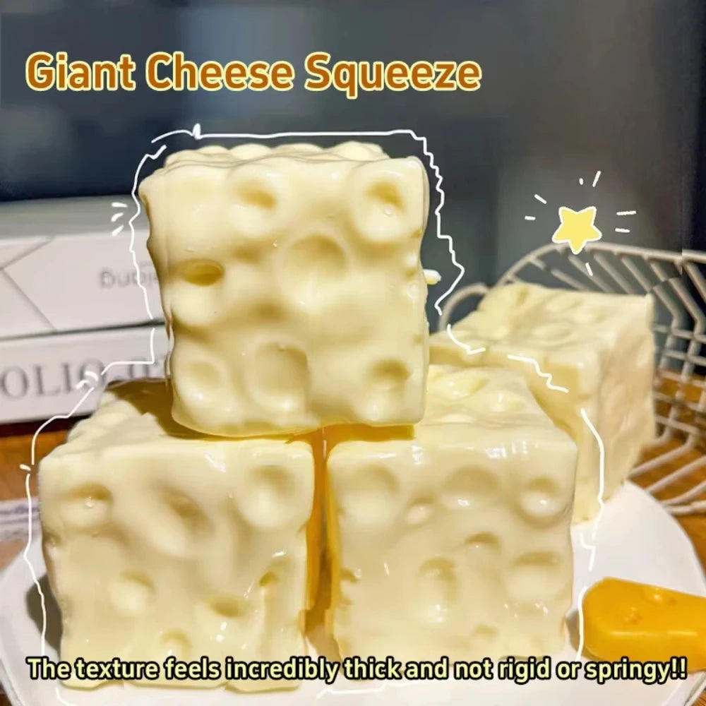 Giant Cheese Shaped Squeeze Stress Relief Toy Soft Thick Squishy Fidget Toy Non-Rigid Non-Springy Anxiety Relief for Kids Adults